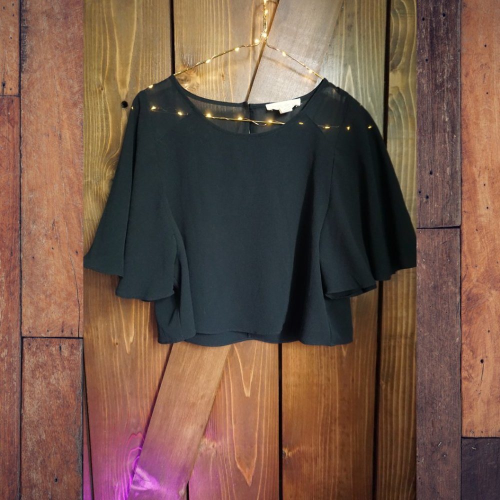 Forever 21 Black Butterfly Sleeved Blouse S